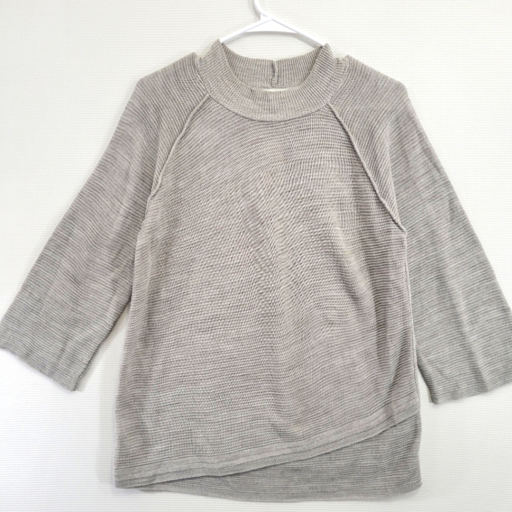 Christopher & Banks Light Gray Scoop Neck Knit Sweater